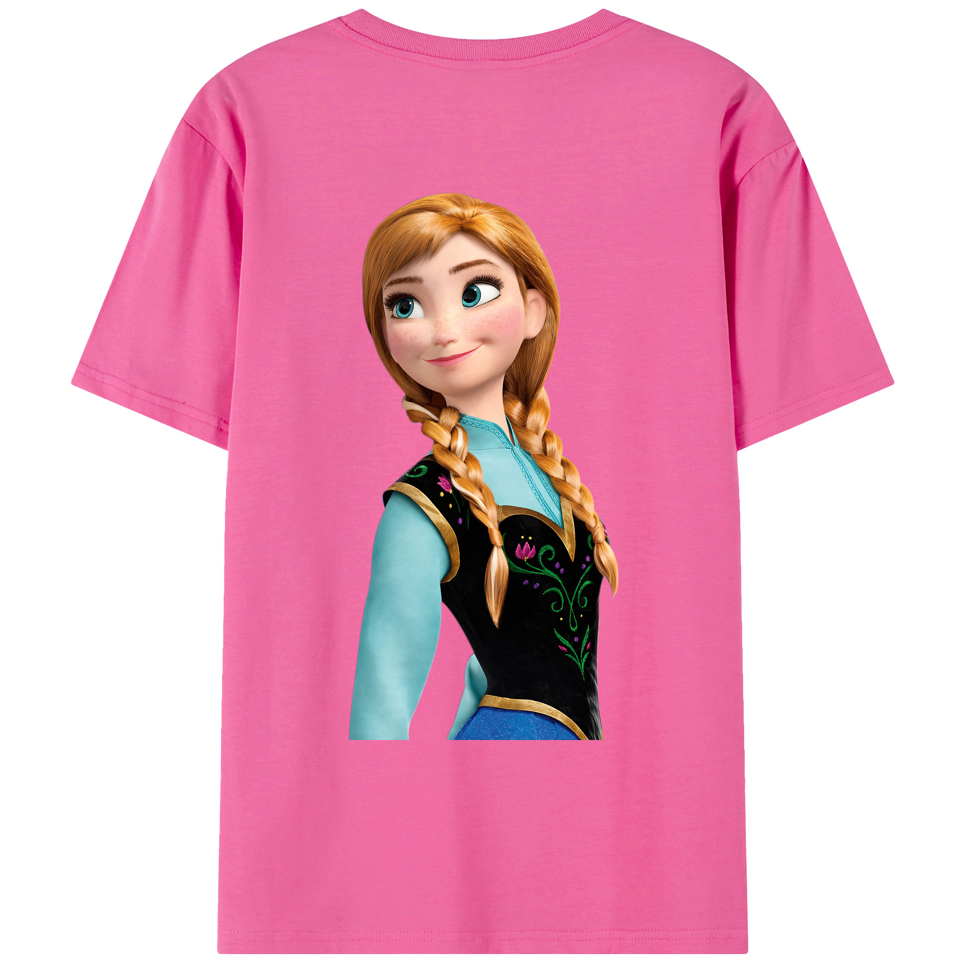 （画像用） アナと雪の女王 アンナ エルサ Frozen Anna Elsa レディース半袖Tシャツ(バックプリント)